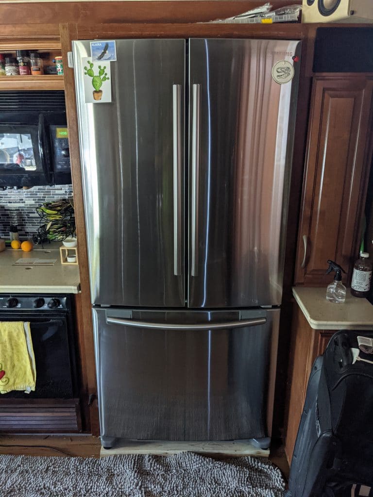 samsung rf 18 refrigerator in a motorhome