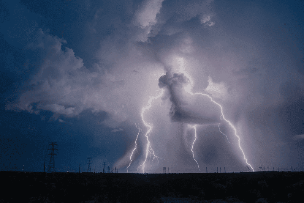 monsoon lightning over tucson arizona