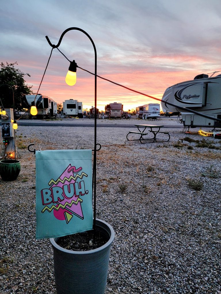 plant pot parking barrier in rv park