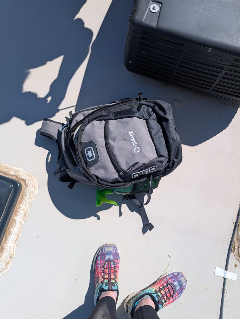 How To Clean Rv Air Conditioner Coils (Without Losing Your Mind Or Your Balance) 3 a backpack used to carry tools onto an rv roof to clean the air conditioner coils